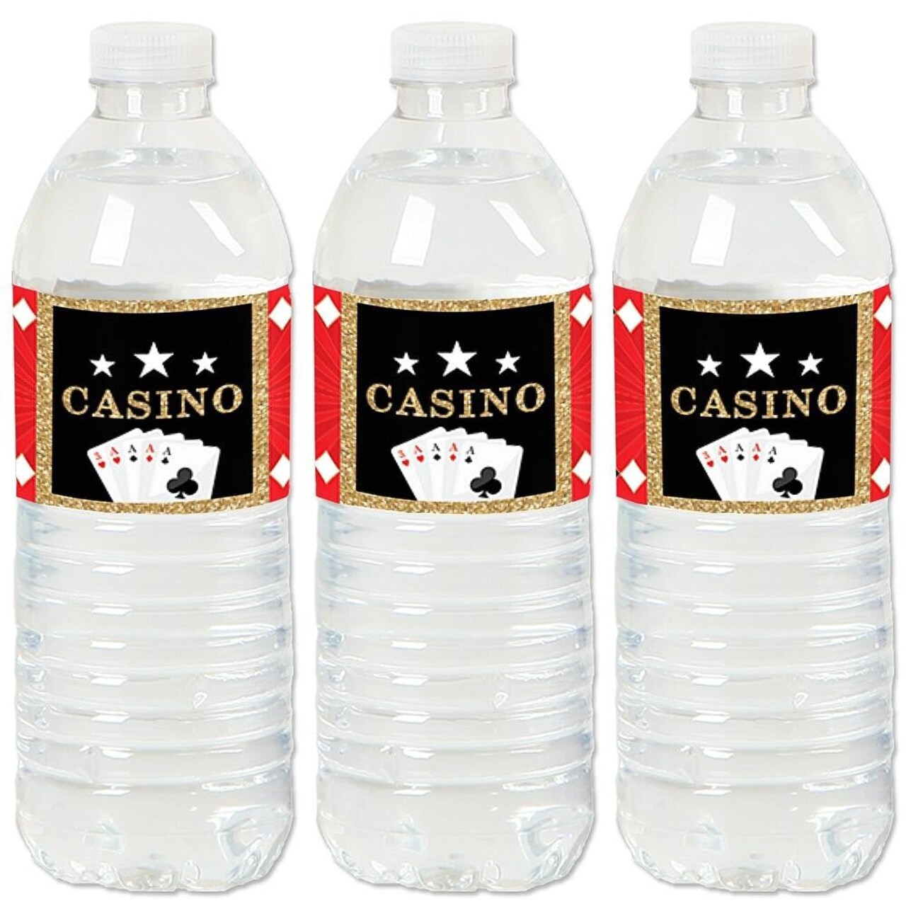 Big Dot of Happiness Las Vegas - Casino Party Water Bottle Sticker Labels - Set of 20